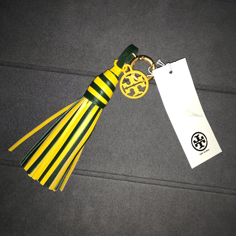 Tory Burch Green and Yellow Tassel   Keychain
